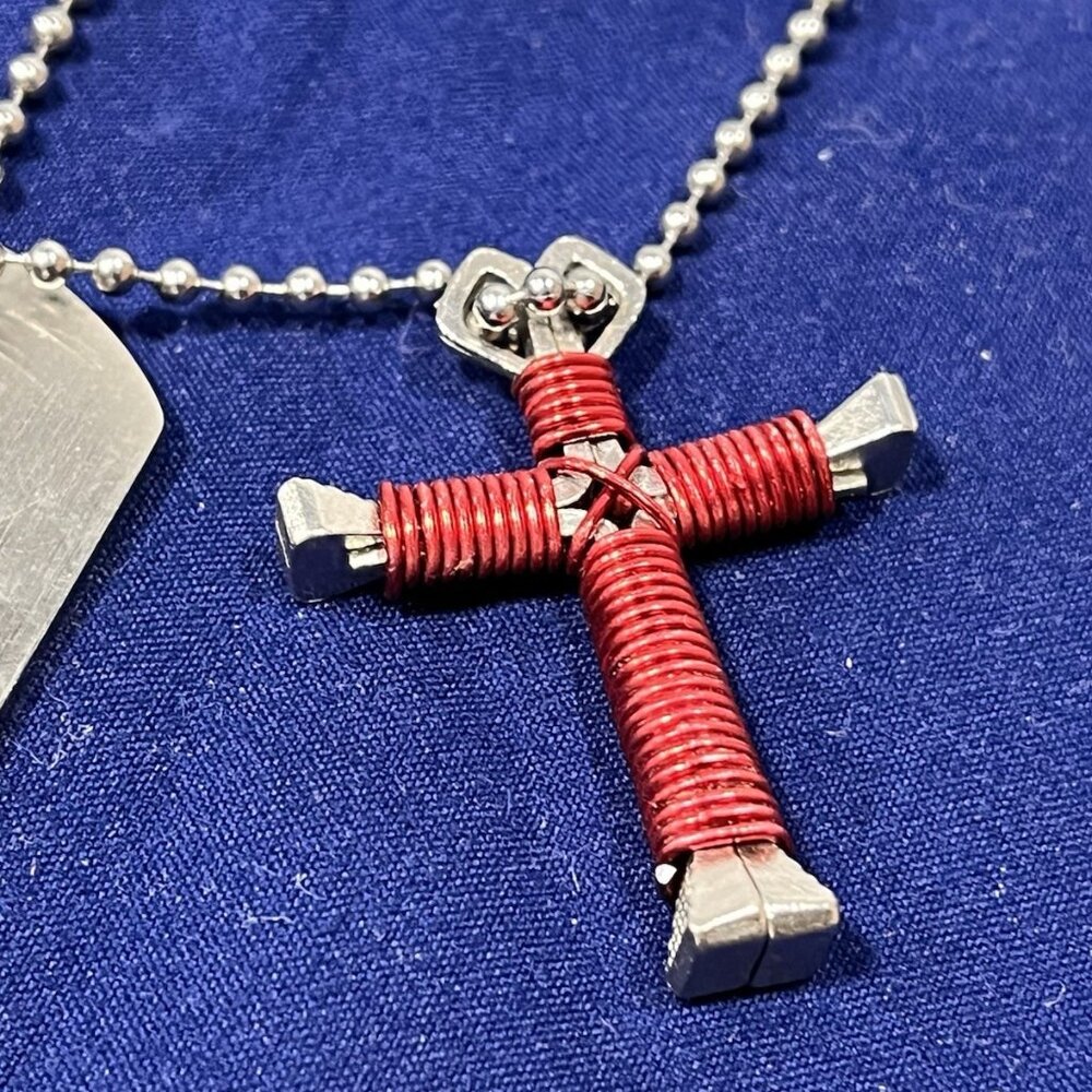 Serenity Prayer Dog Tag & Nail Cross Necklace Christian Faith Gift - Picture 4 of 8